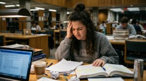 Student with academic mistake
