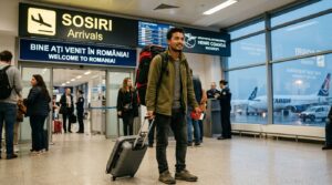 a student arriving to romania