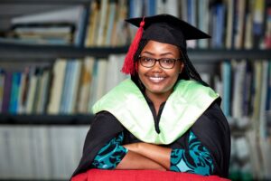 a happy student in Library
